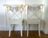 German Glass Glitter "MR and MRS" Serif Font Letter Chair Garlands with Satin Bows