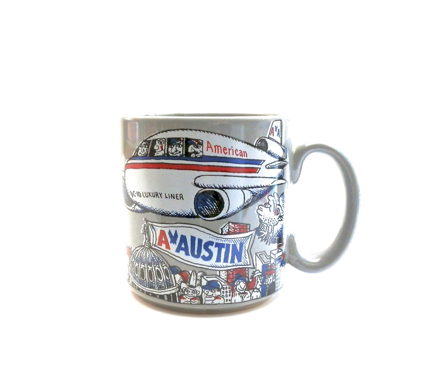 Vintage Souvenir Coffee Mug Austin Texas University of Texas UT Lady Bird Lake American Airlines Coffee Cup Fathers Day Graduation 