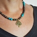 Tree Forest Necklace, Short Jasper Turquoise Gemstone Necklace, Nature Inspired Woodland Tree Necklace,Brown and Blue Stone Jewelry