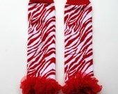 Red Zebra Ruffled Baby/Toddler Leg Warmers
