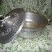 Vintage Hammered Aluminum Serving dish with Fire King Glass bowl only 18 USD