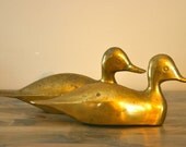 Pair of Vintage Brass Ducks