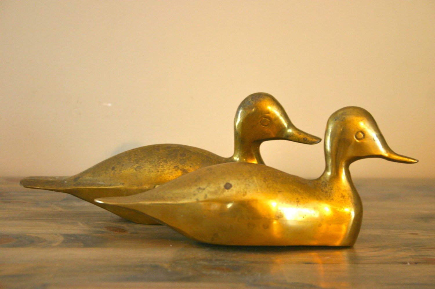 Pair of Vintage Brass Ducks