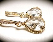 Gold Earrings -14k Gold over Sterling Cubic Zirconia ear wires - Classy high quality jewelry - Bridal - formal - Bridesmaids -