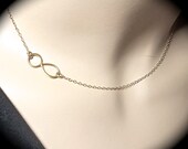 Infinity necklace - Gold filled - sideways - Bridal jewelry - Love - bond - forever - Hollywood jewelry -