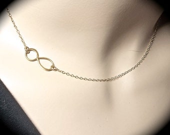 Infinity necklace - Gold filled - sideways - Bridal jewelry - Love - bond - forever - Hollywood jewelry -