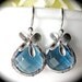 Sapphire earrings - Czech glass - Sterling silver- Silver Orchids - September Birthstone - Bridal jewelry - Bridesmaids - something Blue -