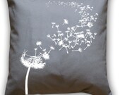 Dandelion Seeds Cotton Canvas/Twill 14 x 14 Throw Pillow CASE ONLY (Choose Your Fabric and Ink Colors)