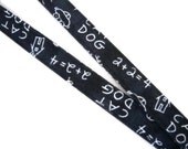 Chalkboard RETRACTABLE REEL Breakaway LANYARD - Fabric Retractable Reel Lanyard - Fabric id Badge Holder - Key Fob Lanyard