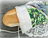 Bread Bag made from a Vintage  Linen Cloth Calendar Farm Barn Rustic Motif