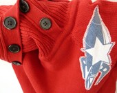 Double Rocket Red Button-Neck Sweater (ladies x-small, ooak)