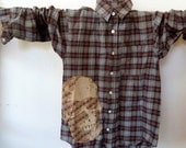 Skull-On Plaid Flannel Shirt (men's x-small, boys large ooak)