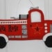 Personalized Fire Truck Burlap Door Hanger