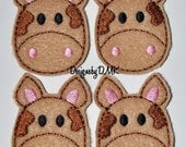 Chocolate Moo Cow on Tan Felt Embroidered Embellishment Clippie Cover SET of 4