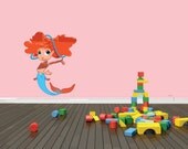 Pretty Mermaid Girl Baby Kids Children Playroom Decoration Cartoon Vinyl Wall Decal Home Decor Graphic Peel & Stick Sticker 15x10 larg467