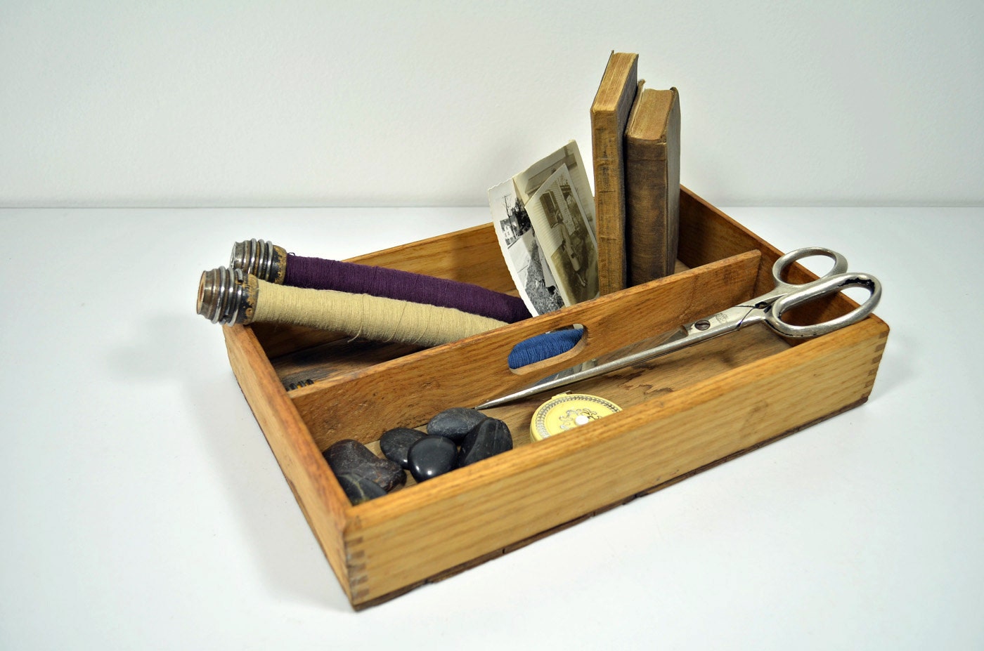 Primitive Wood Serving Supply Tray Rustic