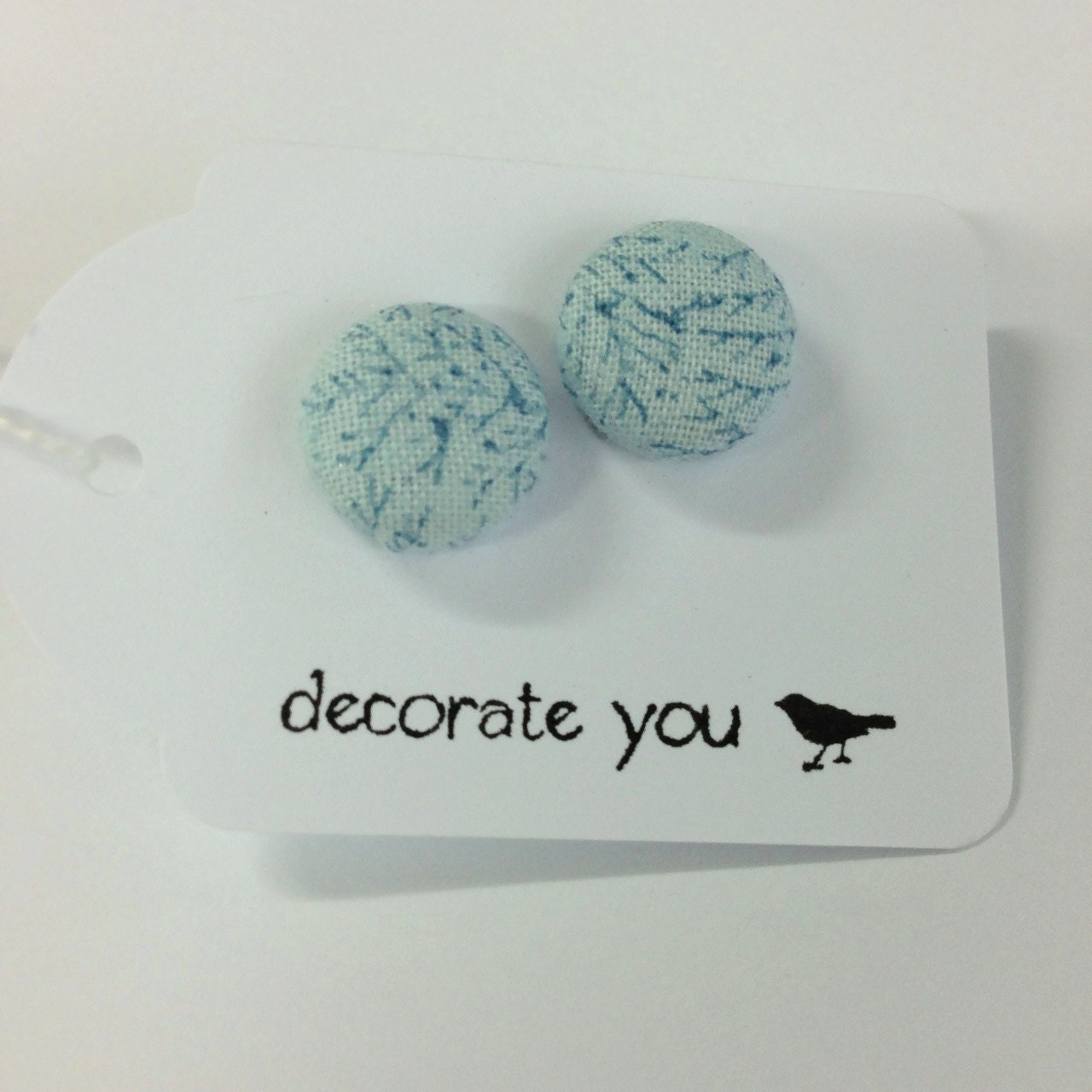 Blue Printed Fabric Earrings