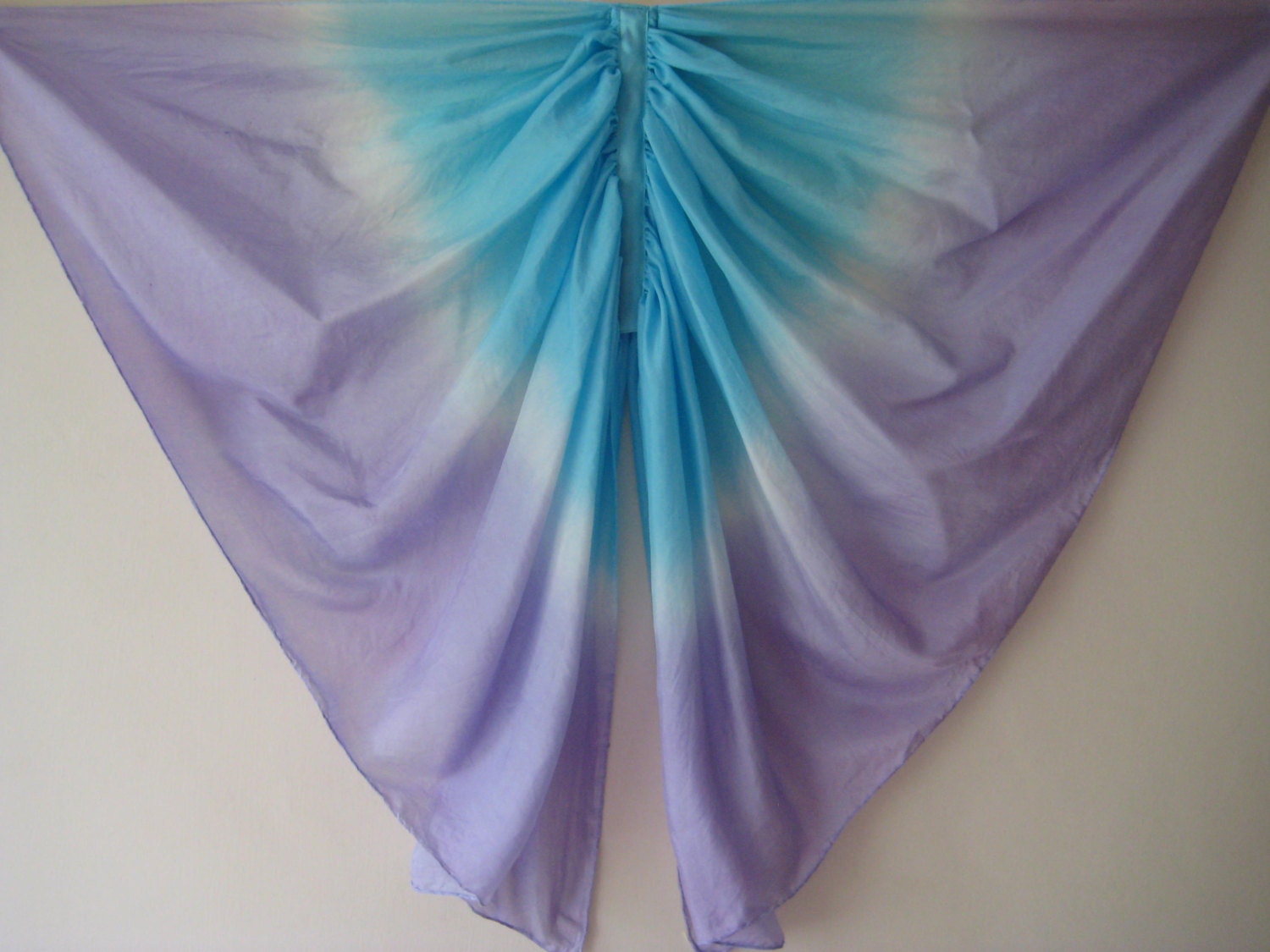 Butterfly Wings Costume, Purple and Aqua Pure Silk Fairy Wings