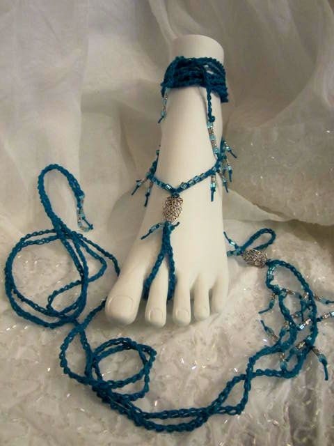 Beaded and Crocheted Owl Barefoot Sandals