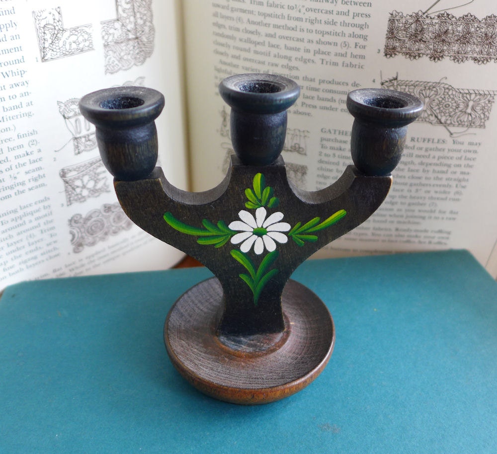 Vintage Swedish Wooden Candelabra