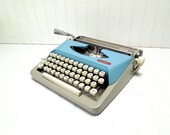 Vintage Typewriter Blue and Gray Royal Cruiser Manual Portable Typewriter