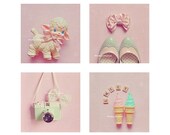 SALE, Set of 4, 5x5", Sweet Pink Photograph Prints