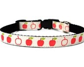 Mod Dog Collar Little Red Apples 5/8" Matching Flower Available