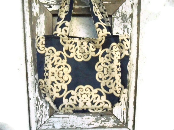 Bohemian Gypsy Bag Purse Blue and Ivory Medallion