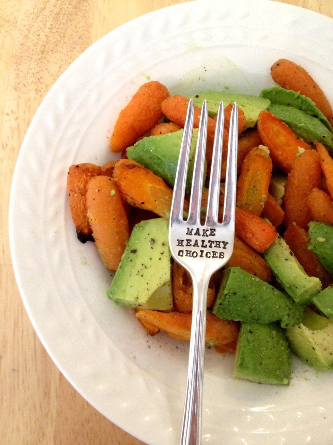 Make Healthy Choices - Hand Stamped Fork - For Your Health -  Every Day Vintage - Birthday, Christmas, Holiday, Gifts