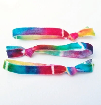 Crush Velvet Tie Dye Rainbow, Elastic  Hair Tie by Lucky Girl Hair Ties