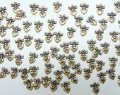 Small Heart And Bow Charm, Brass Ox, Dark Brass, Item03431