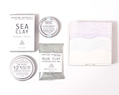 Bath and Body Gift Set. 100% Natural. Hand Stamped Ombre Gift Box. Natural Soap. Herbal Salve. Lip Balm. Facial Mask