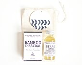 Men's Gift Set. 100% Natural. Charcoal Soap. Beard Tonic. Gift Bag. Hand stamped Gift Tag. Father's Day Gift Set.