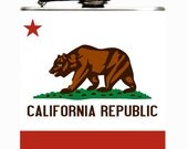 California Republic Hip Flask CA Bear Flag California Love Gift Whiskey Liquor