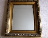 Vintage ornate gilded 26x30 wood wall mirror baroque