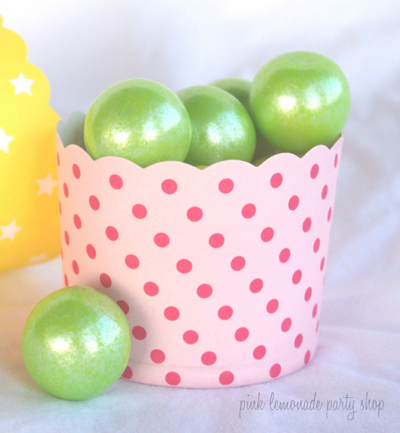 Pink with Red Dot-Large--Nut/Candy/Baking Cups--20ct--Parties--cupcakes-gumballs-snacks Il_570xn