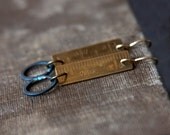 Mixed Metal Earrings - Upcycled Ruler Brass Circle Dangle Metal Jewelry