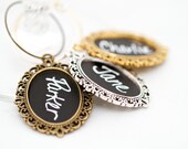 150 Chalkboard Wine Charms Silver Bronze or Gold Personalized Reusable Wedding Favors Gifts Escort Cards Corporate Events & Chalk Marker Pen