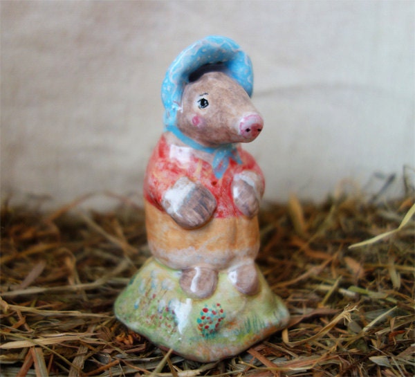 MRS. MOLE -  Hand Sculpted and Painted Original - made from a lump of clay