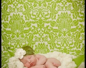 Mini Photography Backdrop Chartreuse White Damask