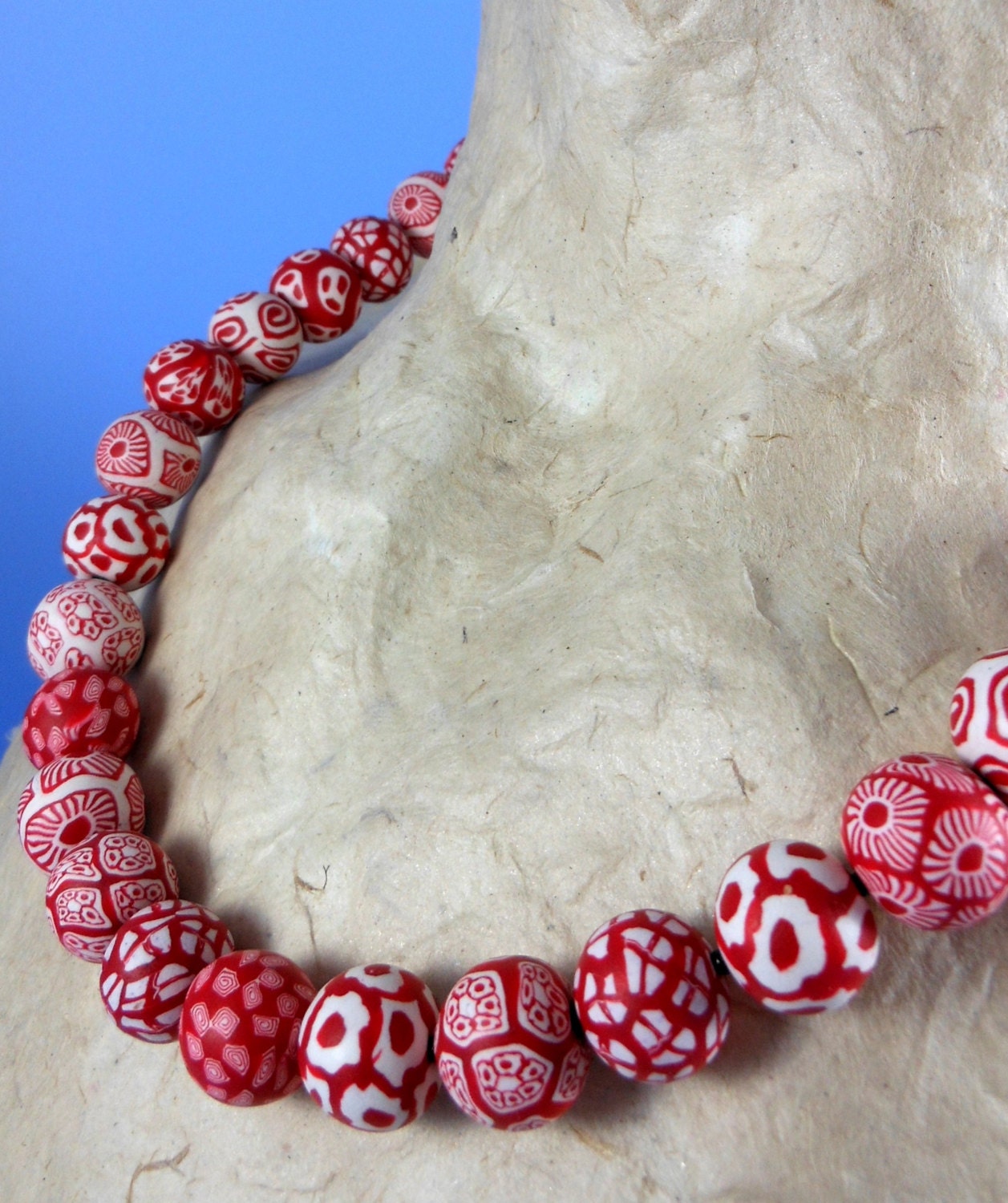 Rato-Seto mala small size bead red and white necklace
