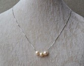 Round Pearl Necklace,18 inches sterling silver chain,8-8.5mm Freshwater pearl Necklace,ivory pearl necklace,wedding necklace,Free Shipping
