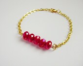 Red Crystal and Gold Chain Bracelet