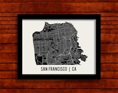 San Francisco Map Art City Print, 18 x 24