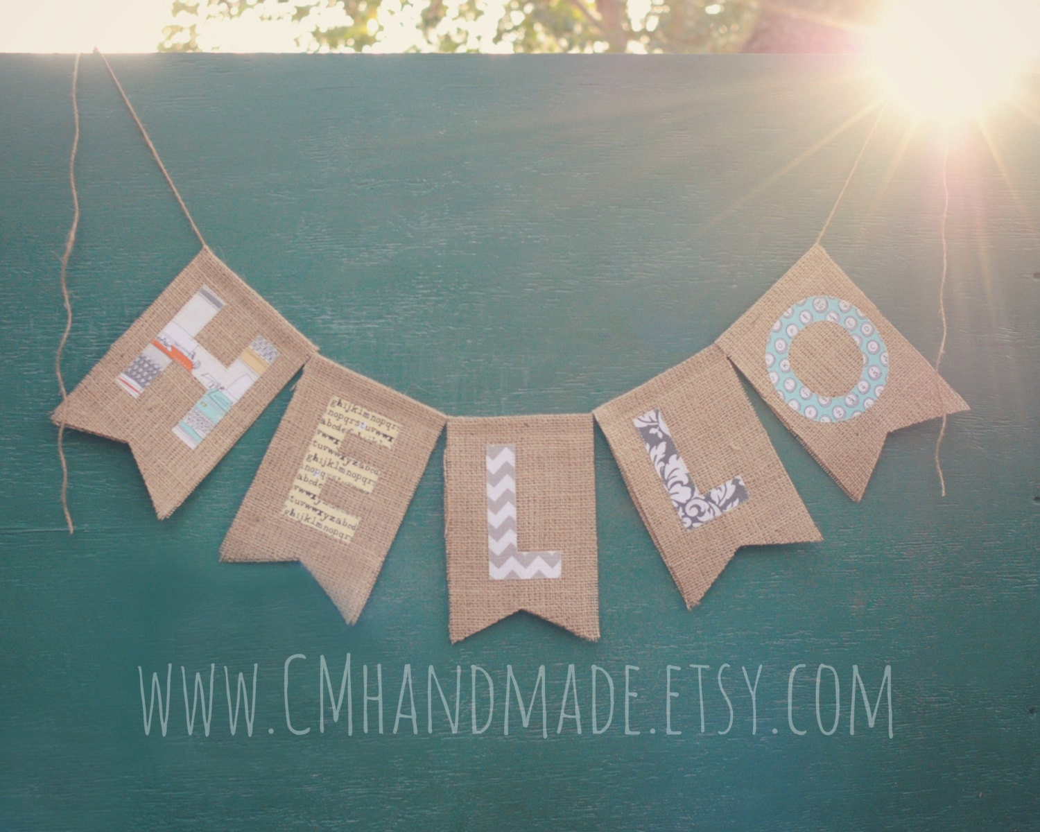 HELLO burlap banner