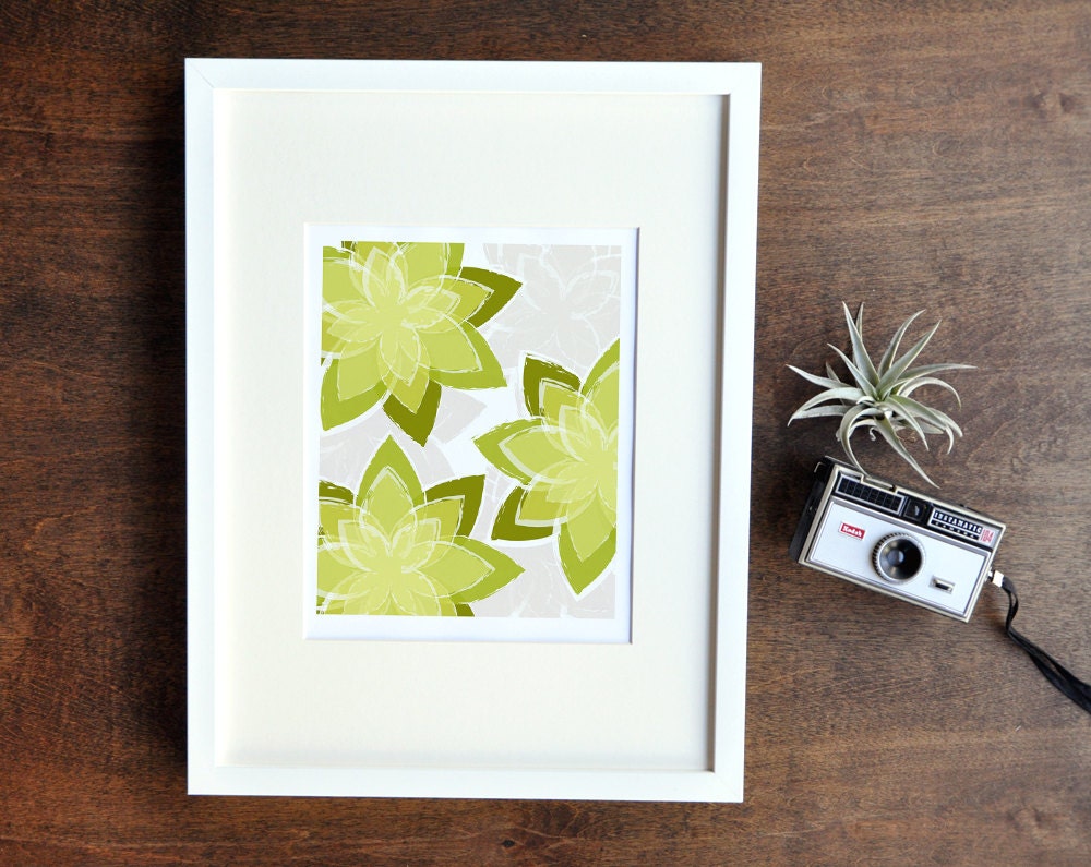 Green Succulent Art Print - 8x10
