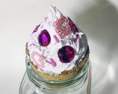 PINK DECO JAR - square - 5 x 5 x 6.5 cm