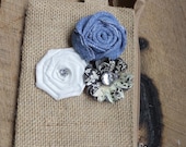 SMALL size Burlap Pouch with Flower embellishments