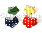 Primary colors bibs spotty baby bandanas set rainbow cute organic cotton bamboo red green yellow blue polka dots spots