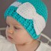 Bow Beanie (Crocheted to Order in sizes NEWBORN- TODDLER)